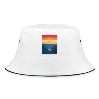 Landscape / Mountains / Sunset / Romantic - Bucket Hat - white/navy - Front