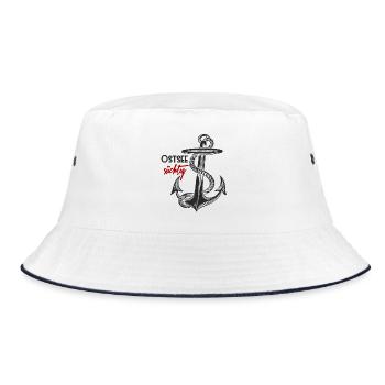 Ostsee-süchtig - Anker - Bucket Hat - Weiß/Navy - Vorne