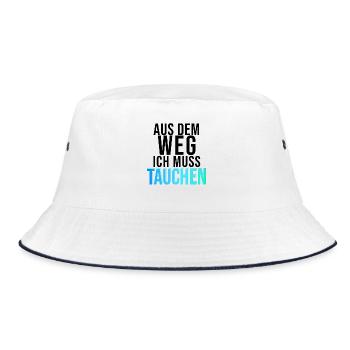 TAUCHEN Neon Schriftzug - Bucket Hat - Weiß/Navy - Vorne