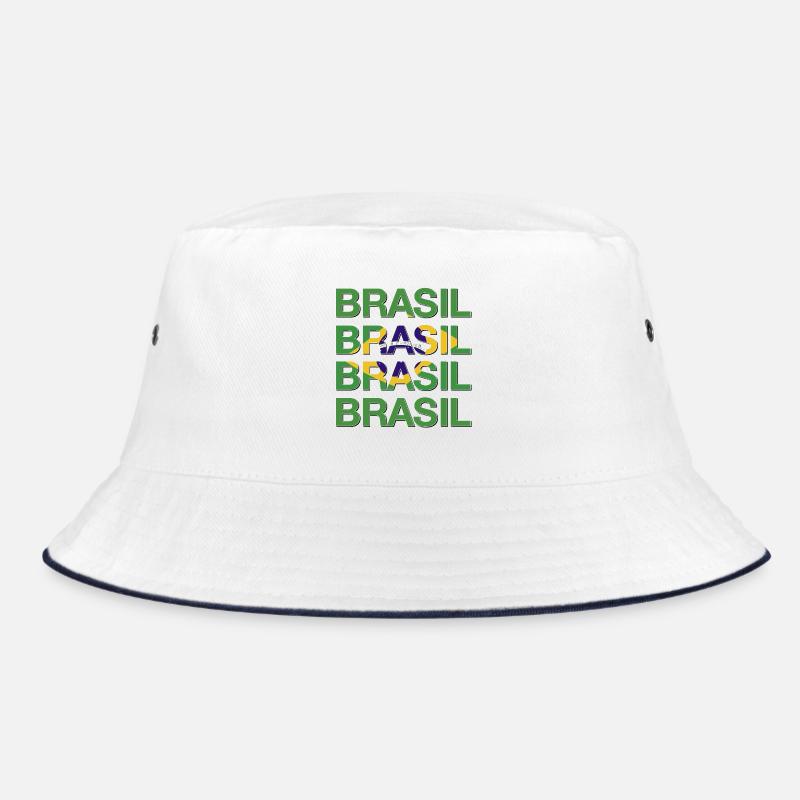 BRASIL Logo multiple Vert Jaune Bleu - Bob - blanc/marine