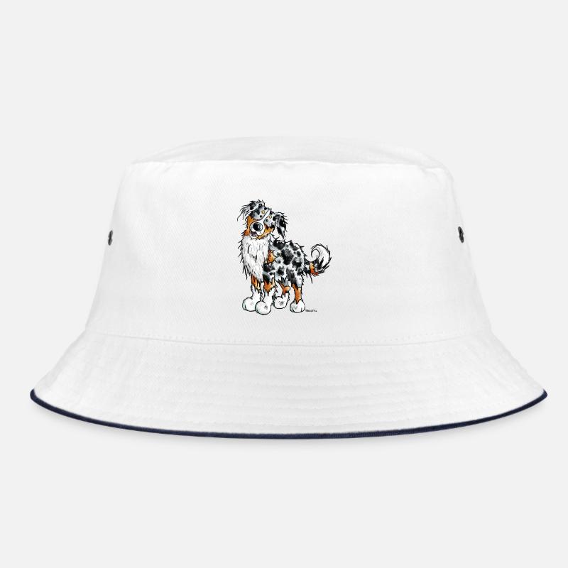 Witziger Australian Shepherd - Bucket Hat - Weiß/Navy