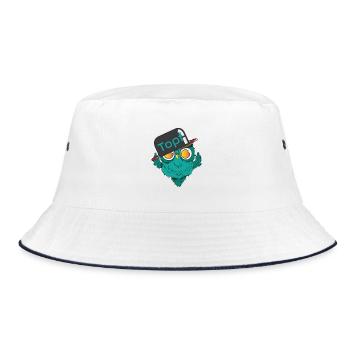 Eule im Pärchenlook mit Topf ohne Deckel - Bucket Hat - Weiß/Navy - Vorne