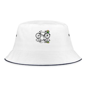 fahrrad blumen radfahrer - Bucket Hat - Weiß/Navy - Vorne