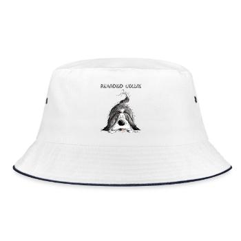 Playing Bearded Collie - Bucket Hat - white/navy - Front