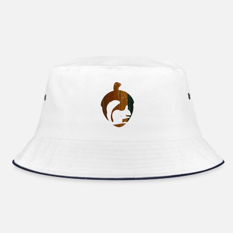 Haselnuss - Eichhörnchen - Bucket Hat - Weiß/Navy