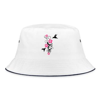 Colibri avec des fleurs d'hibiscus - Bob - blanc/marine - Devant