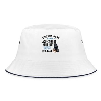 Doberman Loyal Dog Illustration - Bucket Hat - white/navy - Front