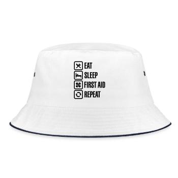 Eat Sleep First Aid Repeat - Bucket Hat - white/navy - Front