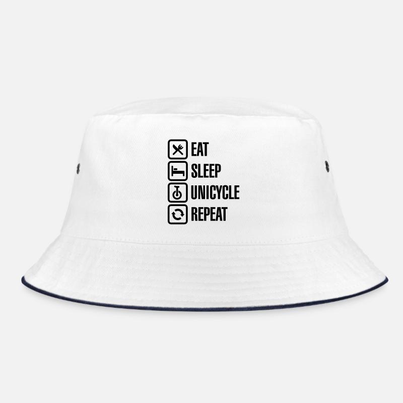 Essen Sie Schlaf Einrad wiederholen Einrad Zirkusclown - Bucket Hat - Weiß/Navy