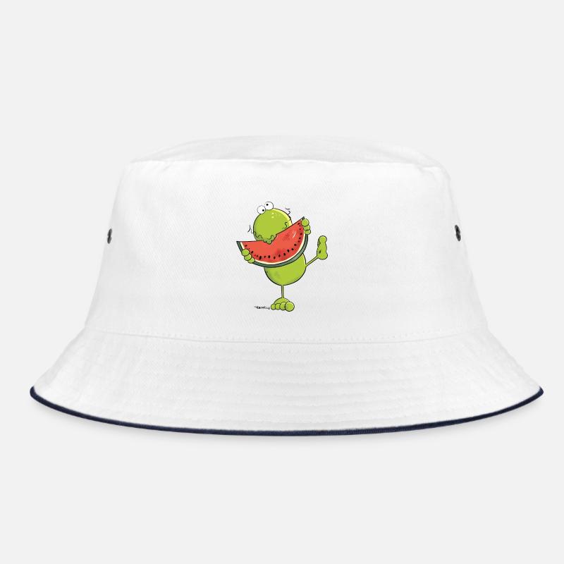 Frosch mit Melone - Bucket Hat - Weiß/Navy
