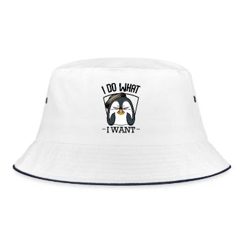 Pingouin avec chapeau : regard espiègle - Bob - blanc/marine - Devant
