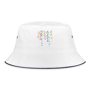 Silvester. Streamers with confetti. Party and Fun. - Bucket Hat - white/navy - Front