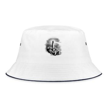 Lighthouse Maritim Coast Nautical Nature Ahoi Ship - Bucket Hat - white/navy - Front