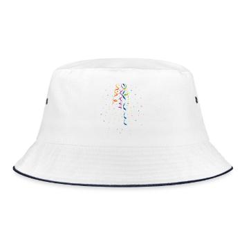 Confetti and streamers colorful party design - Bucket Hat - white/navy - Front