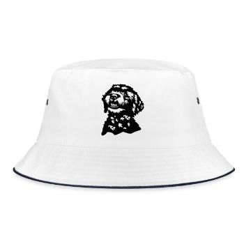 Lagotto Romagnolo Kopf - Bucket Hat - Weiß/Navy - Vorne