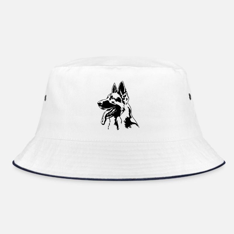 German shepherd head - Bucket Hat - white/navy