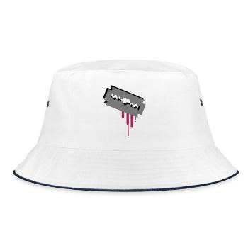 Razor blade with heart and blood - Bucket Hat - white/navy - Front