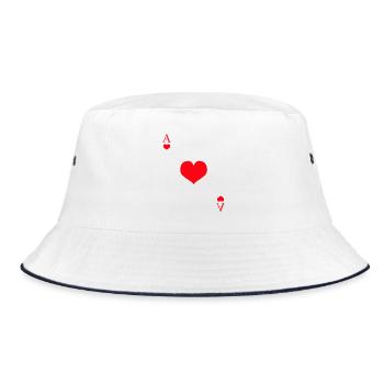 Kartenspiel Herz Ass - Bucket Hat - Weiß/Navy - Vorne
