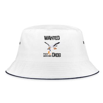 Wanted - Der berüchtigte Fischbrötchen Dieb - Bucket Hat - Weiß/Navy - Vorne