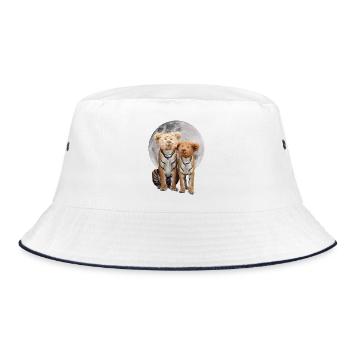 Collage art surreal tiger teddy gift design - Bucket Hat - white/navy - Front
