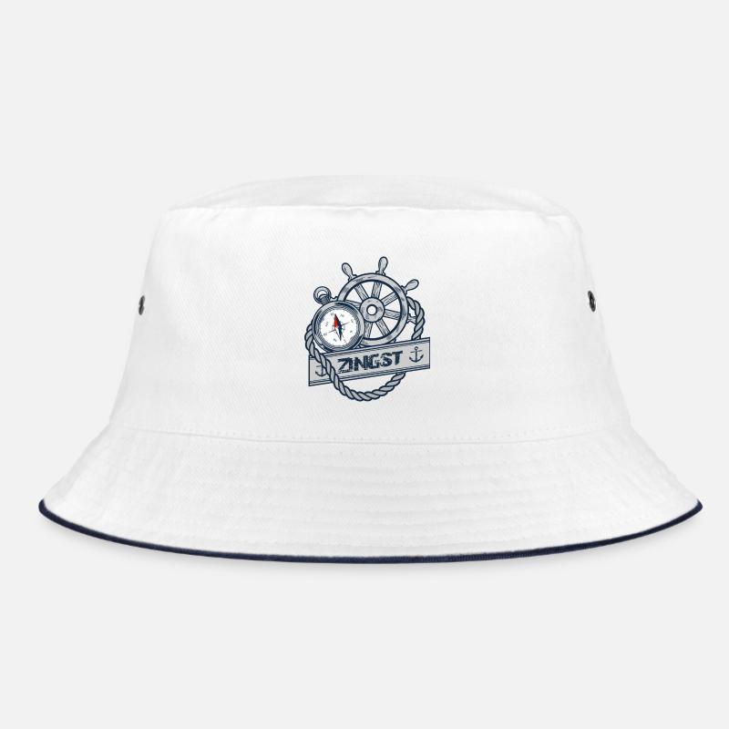 Zingst - DarssCoast - Dein Statement für den Darß - Bucket Hat - Weiß/Navy