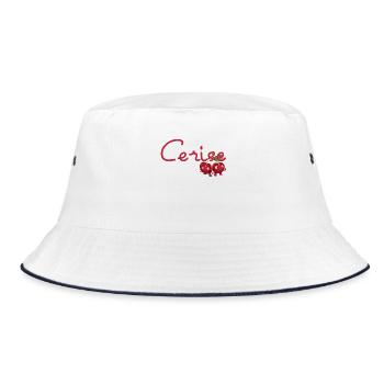 Cherries with text Cerise French - Bucket Hat - white/navy - Front