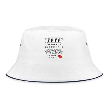 Papa Superheld Geschenk Vatertag Familie - Bucket Hat - Weiß/Navy - Vorne
