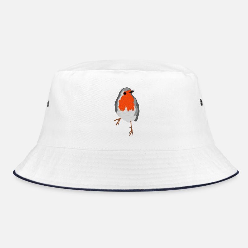 Rotkehlchen - Bucket Hat - Weiß/Navy