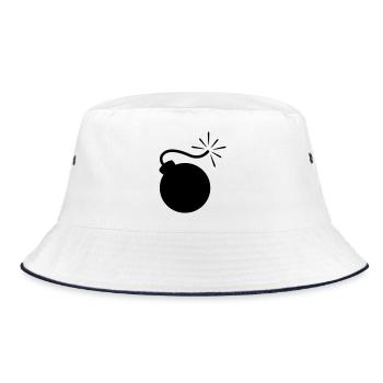 Burning bomb with long fuse logo - Bucket Hat - white/navy - Front