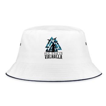 See You In Valhalla Wikinger Valknut Raben - Bucket Hat - Weiß/Navy - Vorne