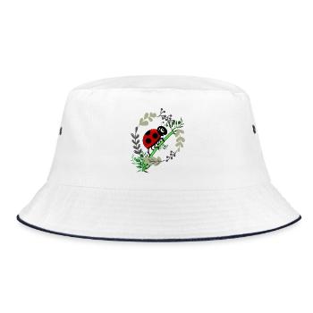 Marienkäfer Botanik Comicstyle - Bucket Hat - Weiß/Navy - Vorne