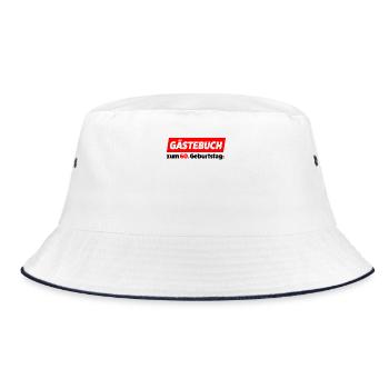Gästebuch für den 60. Geburtstag – Unvergesslich - Bucket Hat - Weiß/Navy - Vorne