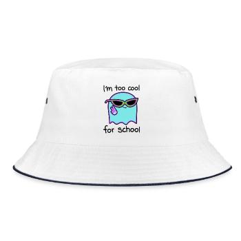 Lässig und frech zu cool für Schule - Bucket Hat - Weiß/Navy - Vorne