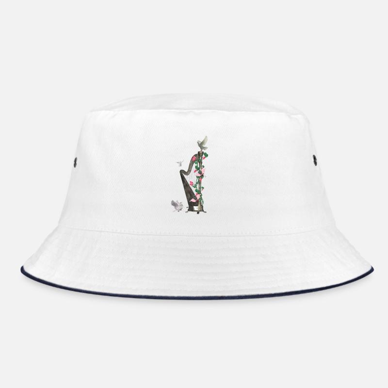Wunderbare Harfe mit Taube - Bucket Hat - Weiß/Navy