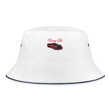 Flame red tuning sports car - Bucket Hat - white/navy - Front