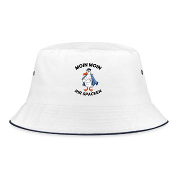 Moin Moin Ihr Spacken Seemöwe Anker Tattoo - Bucket Hat - Weiß/Navy - Vorne