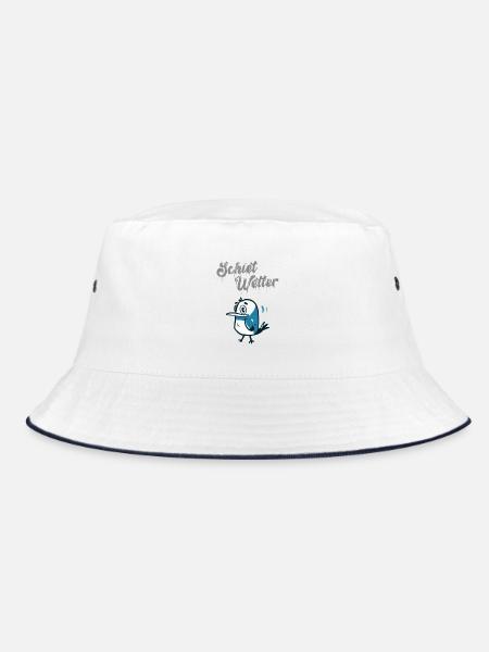 Schietwetter, Regen Vogel - Bucket Hat - Weiß/Navy