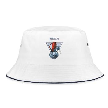 Wassermann Sternzeichen - Bucket Hat - Weiß/Navy - Vorne