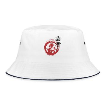 Roter Drachenring Zen Muster - Bucket Hat - Weiß/Navy - Vorne