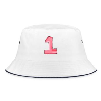 1 - Bucket Hat - Weiß/Navy - Vorne