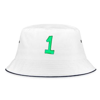 1 - Bucket Hat - Weiß/Navy - Vorne