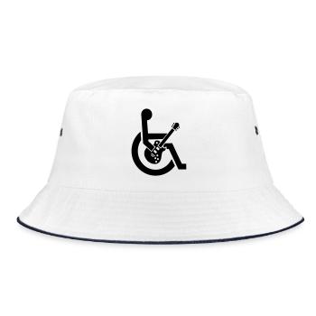 Rollstuhl, Rollstuhl, Gitarre, Gitarrist, Behinderung* - Bucket Hat - Weiß/Navy - Vorne
