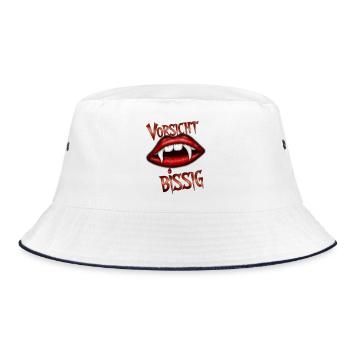 Vorsicht bissig - Bucket Hat - Weiß/Navy - Vorne