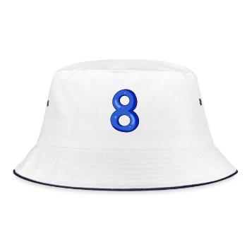 8 - Bucket Hat - white/navy - Front