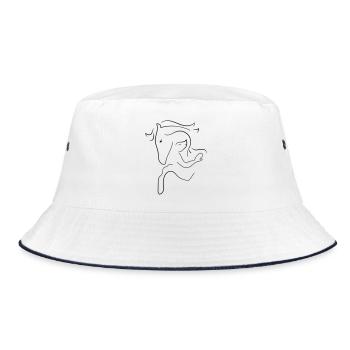 Pferd - Bucket Hat - Weiß/Navy - Vorne