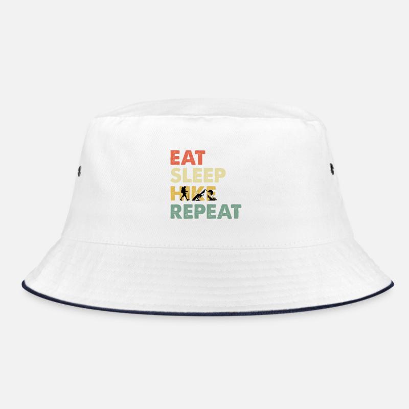 Eat Sleep Hike Repeat Wander Spruch Bucket Hat