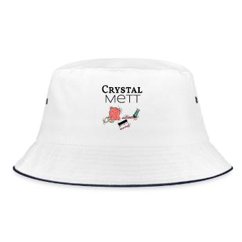 Crystal Mett -wenn gehacktes deine Droge ist - Bucket Hat - Weiß/Navy - Vorne