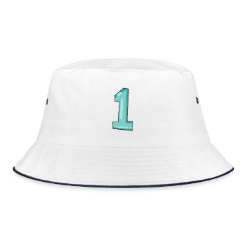 1 - Bucket Hat - Weiß/Navy - Vorne