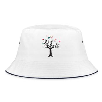 Tree with hearts tree with hearts - Bucket Hat - white/navy - Front