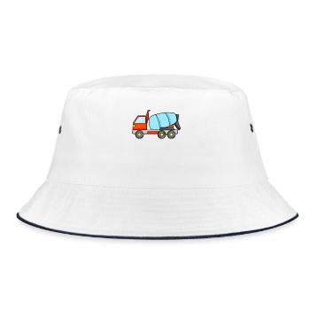 Construction vehicles Construction site Construction vehicle - Bucket Hat - white/navy - Front